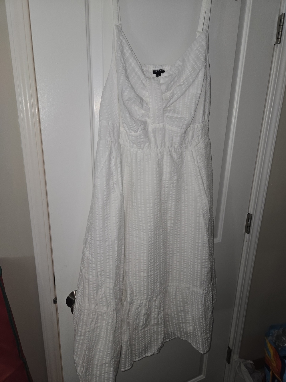 Plus-Size White Midi Sundress with Ruffle Hem - Picture 4 of 6